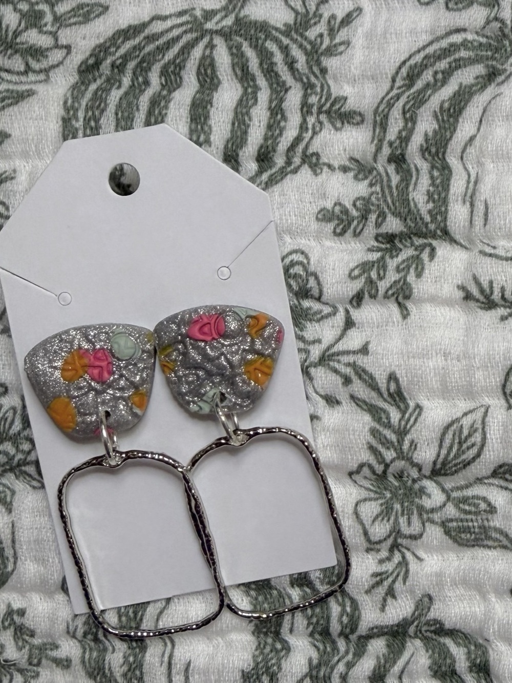 Silver & Orange Statement Drop Earrings